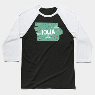 Iowa State USA Illustrated Map Baseball T-Shirt